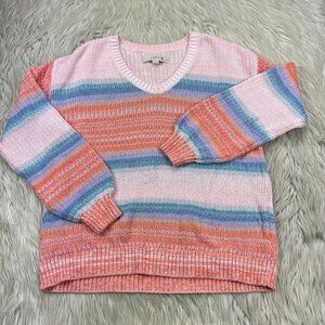 LOFT Women's Colorful Striped Pullover Sweater
